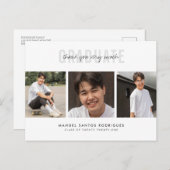 卒業式ありがとうミニマルな3フォトコラージュ ポストカード (正面/裏面)