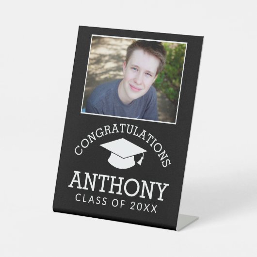 卒業式おめでとうございますキャップ1写真 台座サイン (正面)