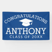 卒業式おめでとうございますキャップ – 青 横断幕 (横)