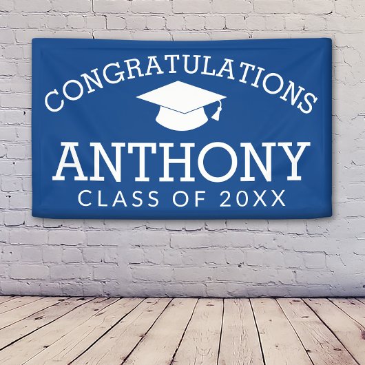 卒業式おめでとうございますキャップ – 青 横断幕