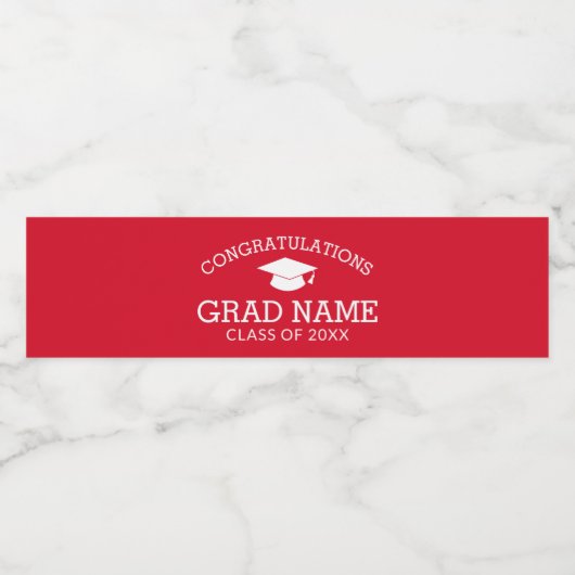 卒業式おめでとうございます赤白 ペットボトルラベル (シングルラベル)