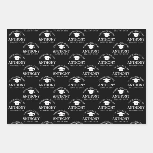 卒業式おめでとうございます赤黒 ラッピングペーパーシート (正面2)