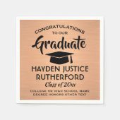 卒業式おめでとうブラシ付きエレガント銅および黒 スタンダードカクテルナプキン (正面)