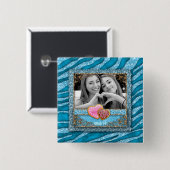 卒業式おもしろいゼブラグリッター写真ハート 缶バッジ (正面&裏面)