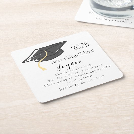 卒業式おもしろいファクトの上限カスタム スクエアペーパーコースター (アングル)