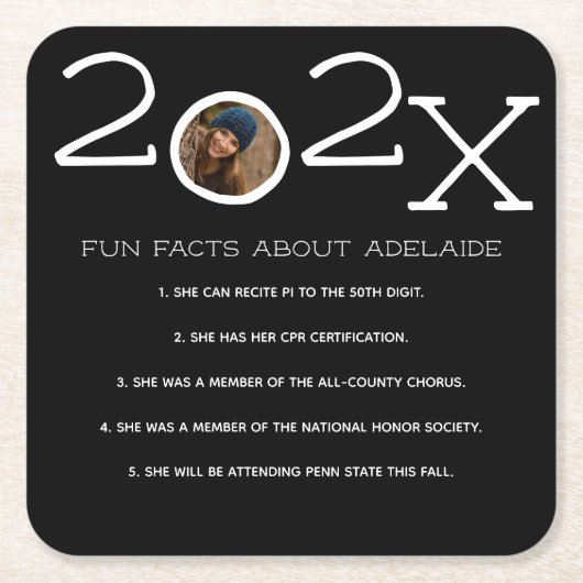 卒業式おもしろいファクトカスタムー写真スクエア紙Coa スクエアペーパーコースター (正面)