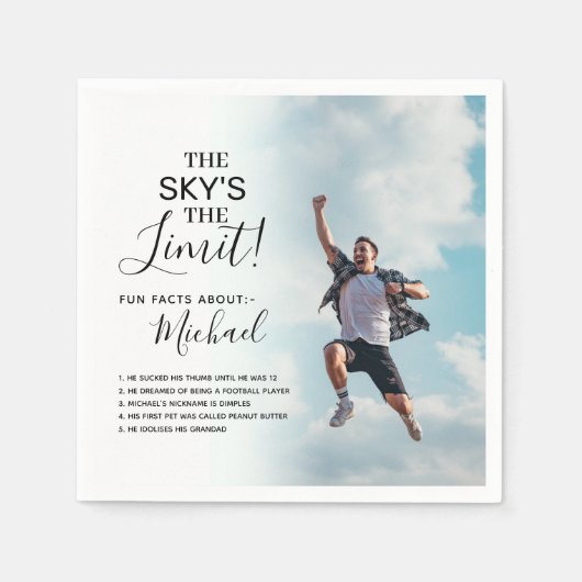 卒業式おもしろいファクト写真「The Skys The Limit!」 スタンダードカクテルナプキン (正面)