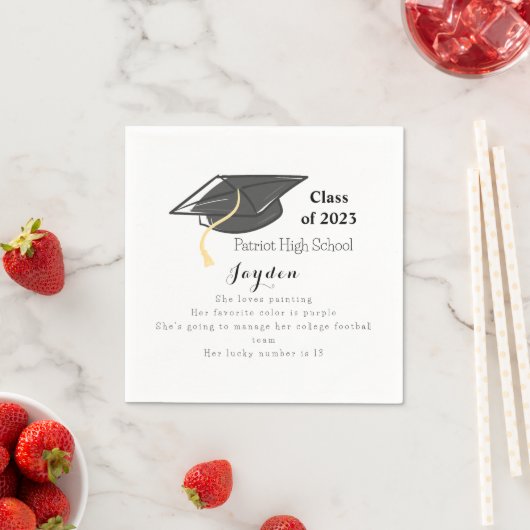 卒業式おもしろい事実の等級の上限カスタム スタンダードカクテルナプキン (インサイチュ)