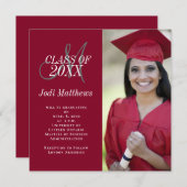 卒業式お知らせモノグラム写真パーティー 招待状 (正面/裏面)