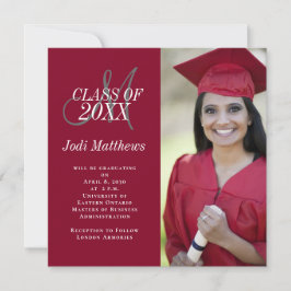 卒業式お知らせモノグラム写真パーティー 招待状