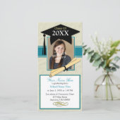 卒業式お知らせ写真カード - ティール&ブラック 案内状 (スタンド正面)