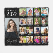 卒業式から17年のフォトスクリプトブラック フリースブランケット (正面(横))