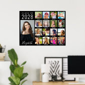 卒業式から17年のフォトスクリプトブラック ポスター (ホームオフィス)