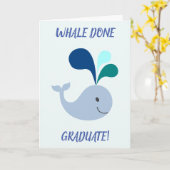 卒業式かわいいおもしろいクジラ終了しました大学院名を追加 カード (黄色い花)