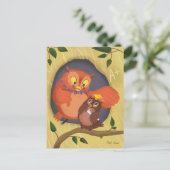 卒業式かわいいフクロウ黄色ハットハガキ空白のー ポストカード (スタンド正面)