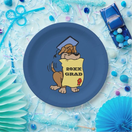 卒業式かわいい子犬の卒業証書 ペーパープレート (パーティー)