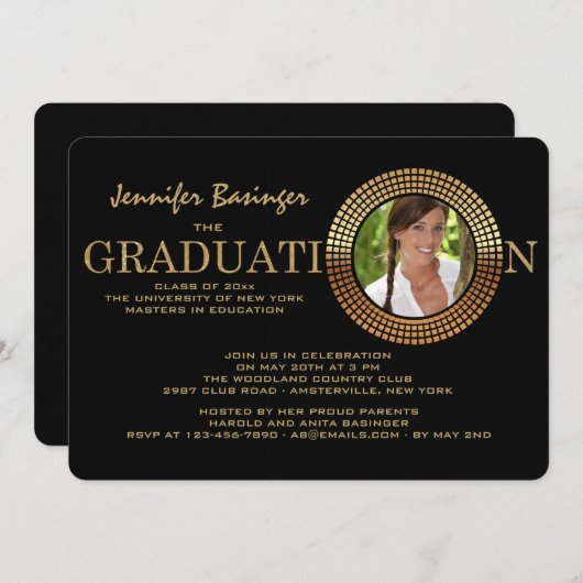 卒業式きらめくフォト招待状 招待状 (正面/裏面)