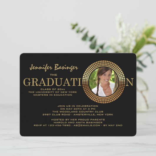 卒業式きらめくフォト招待状 招待状 (スタンド正面)