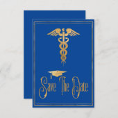 卒業式でデート·ブルー·金ゴールド医学を救う セーブザデート (正面/裏面)