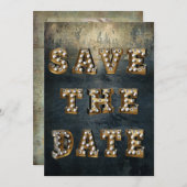 卒業式で日付のマーキー·シアター·ライトを保存 招待状 (正面/裏面)