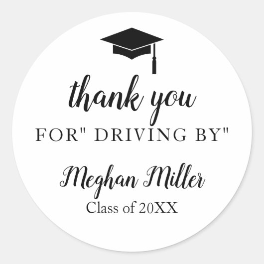 卒業式で運転感謝していする ラウンドシール (正面)