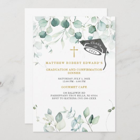 卒業式と確認ディナー 招待状 (正面/裏面)