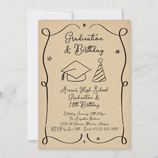 卒業式と誕生日招待状 招待状 (正面)