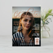 卒業式におしゃれな雑誌の表紙の写真 卒業パーティー 箔招待状 (立ち正面)