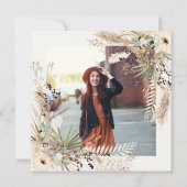 卒業式におすすめのパンパスユリとユーカリのエレガントな写真 招待状 (裏面)