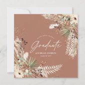 卒業式にぴったりなパンパスとユーカリのエレガントな写真 招待状 (正面)