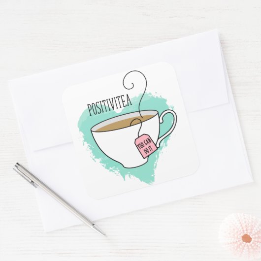 卒業式に贈るキュートなポジティティー、新しい仕事 スクエアシール (封筒)