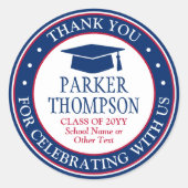 卒業式に赤エレガントと青 ラウンドシール (正面)