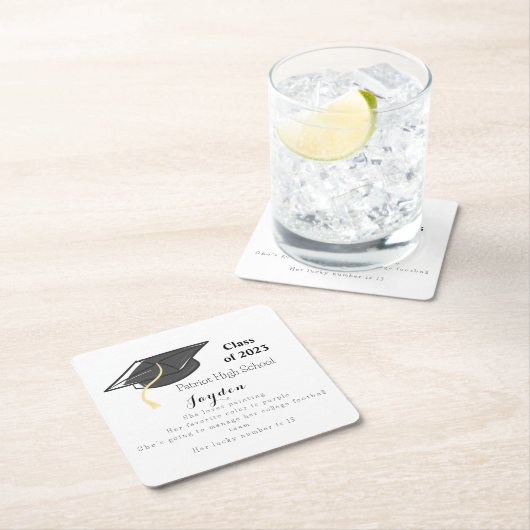 卒業式のおもしろいカスタム事実 スクエアペーパーコースター (インサイチュ)
