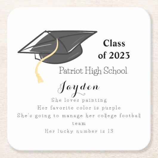 卒業式のおもしろいカスタム事実 スクエアペーパーコースター (正面)