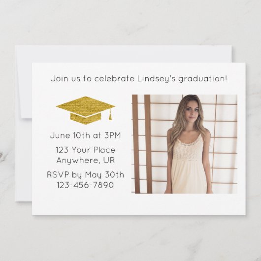 卒業式のお知らせとパーティーの招待状(ゴールド) セーブザデート (裏面)