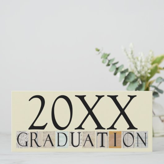 卒業式のお知らせ/パーティーの招待状【クリーム】 招待状 (スタンド正面)