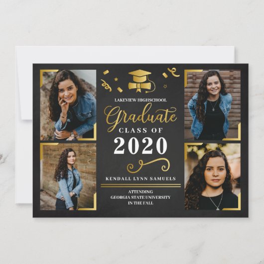 卒業式のお知らせ フォトカード 招待状 (正面)