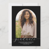 卒業式のお知らせ フォト アーチ - ブラック 招待状 (正面)