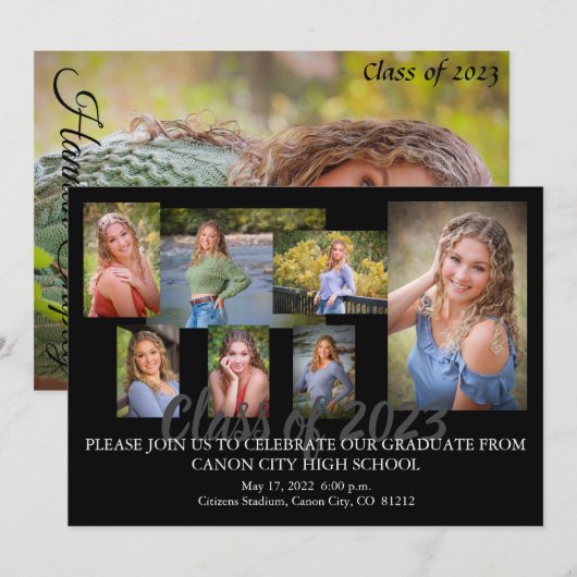 卒業式のお知らせ 招待状 (正面/裏面)