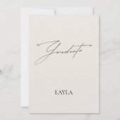 卒業式のお知らせ：1枚の写真、クリーム色 招待状 (裏面)