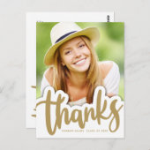 卒業式のお礼 | 手書きデザイン写真上 ポストカード (正面/裏面)