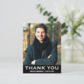 卒業式のお礼 現代的な写真入りポストカード 白黒 ポストカード (スタンド正面)