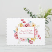 卒業式のお茶の娘ピンクの牡丹 招待状 (スタンド正面)