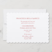 卒業式のお茶の娘ピンクの牡丹 招待状 (裏面)