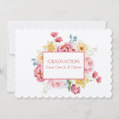 卒業式のお茶会 娘 ピンクの芍薬 招待状 (正面)