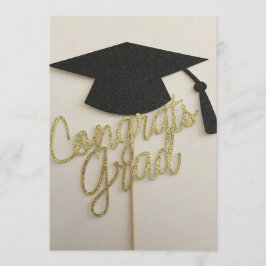 卒業式のご招待とキャップと卒業おめでとう 招待状