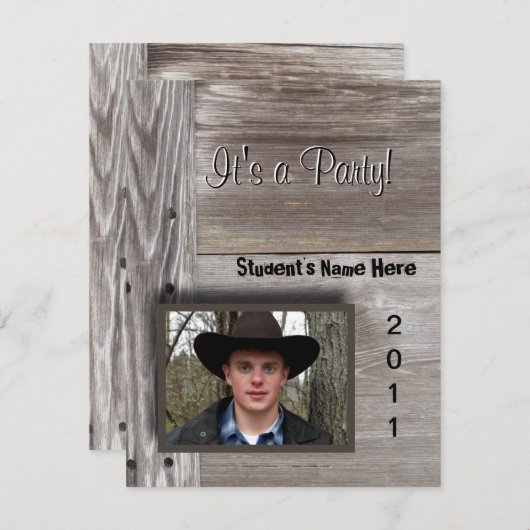 卒業式のためのカントリー・バーンの木のオープンハウス 招待状 (正面/裏面)