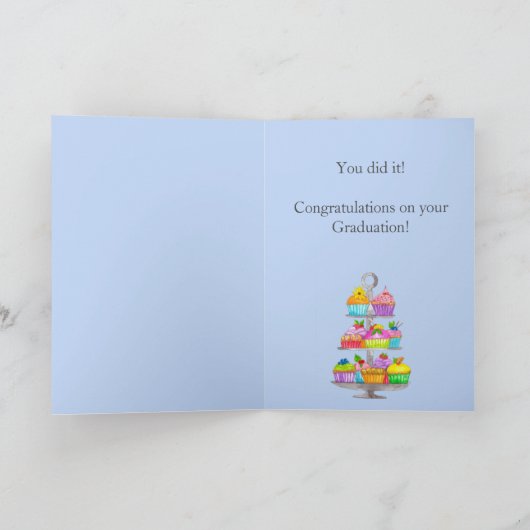 卒業式のウオーターカラーカップケーキカード カード (内部)