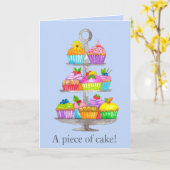 卒業式のウオーターカラーカップケーキカード カード (黄色い花)