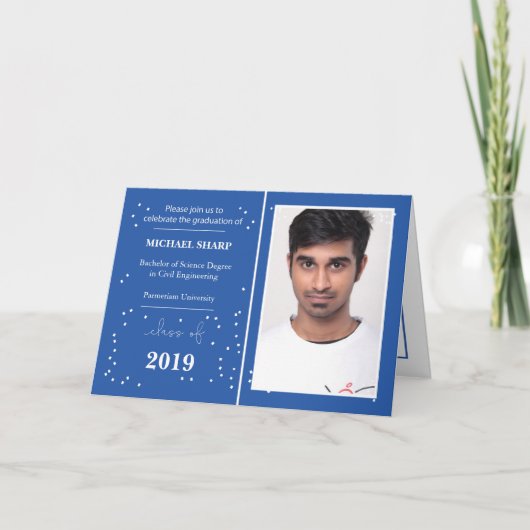 卒業式のカスタマイズ可能な発表招待状 招待状 (正面)